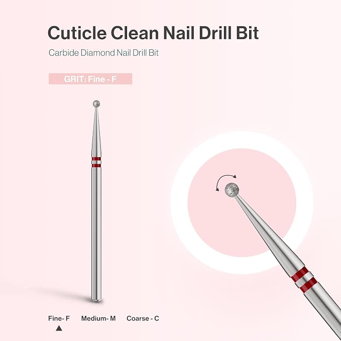 MelodySusie 1.8mm Ball Shape Cuticle Clean Nail Drill Bit 3/32'', Professional - Image 4