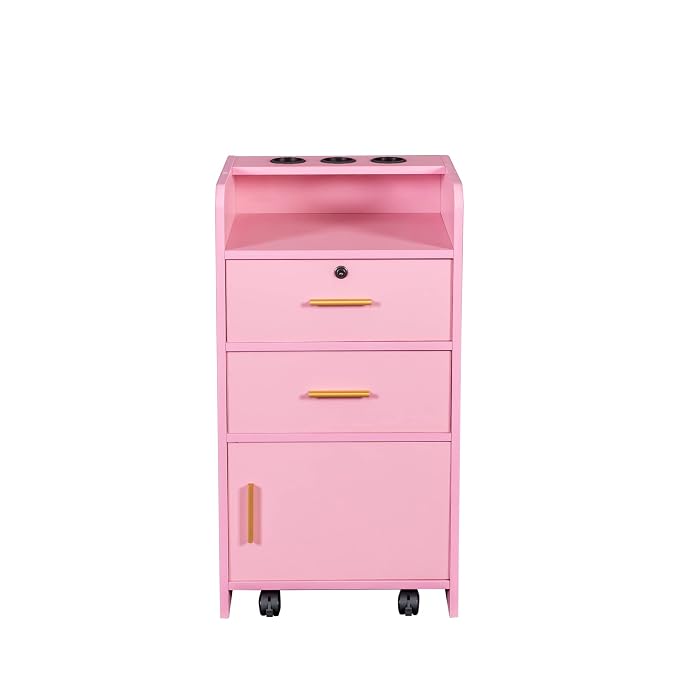 SSLine Modern Salon Station Pink Floor Stand Styling Sation Wood Salon Cabinet - Image 5