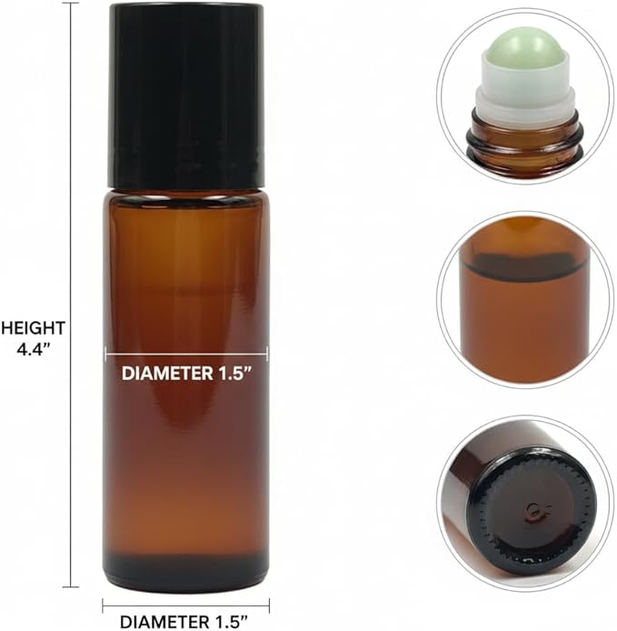 2 Pcs 1.7oz Amber Glass Roll On Bottles - Image 2