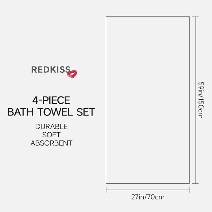 REDKISS Pink Bath Towels Set of 4, Extra Large Bath Sheets 27 X 59 Inches - Image 2