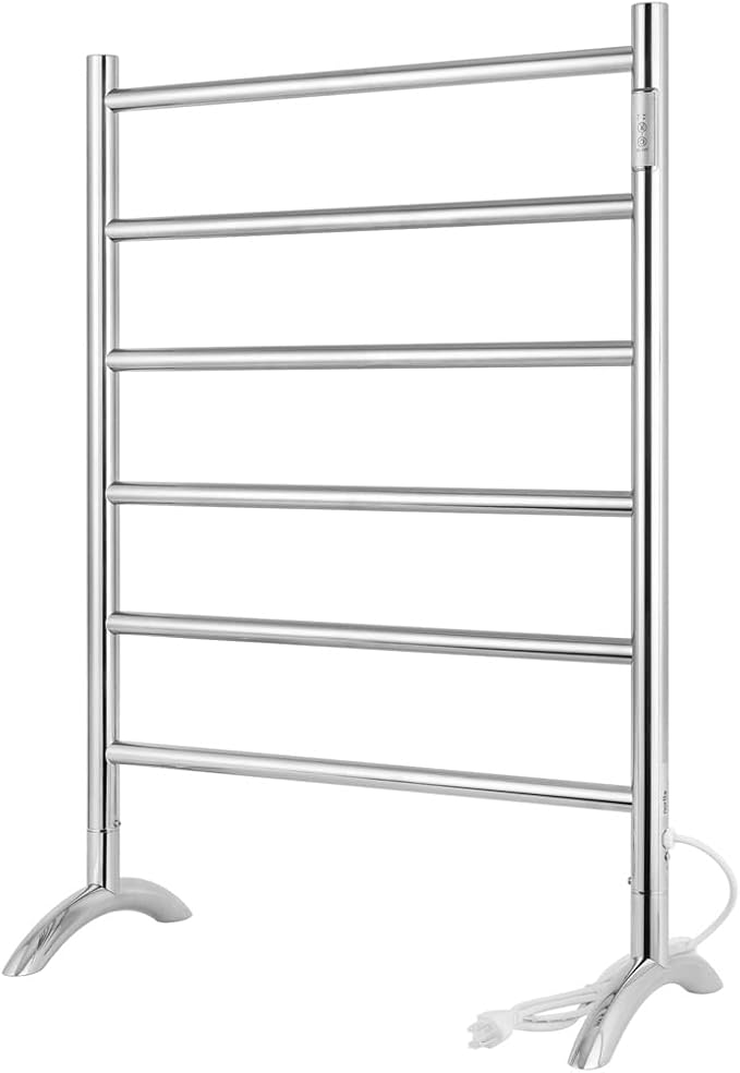 Freestanding Towel Warmer 6 Bars Plug-in Option 3 Working Modes Mirror Polished by NORTTABATHDECOR