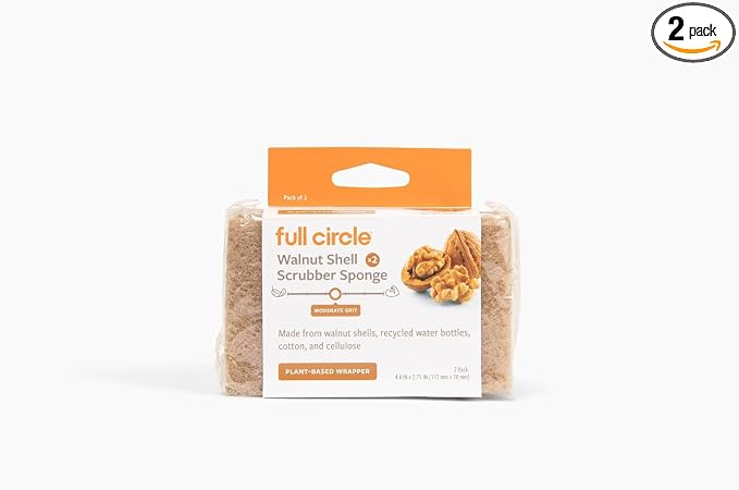 Full Circle Walnut Scrubber Sponges, Plant-Based & Recycled Kitchen Sponges by FULLCIRCLE
