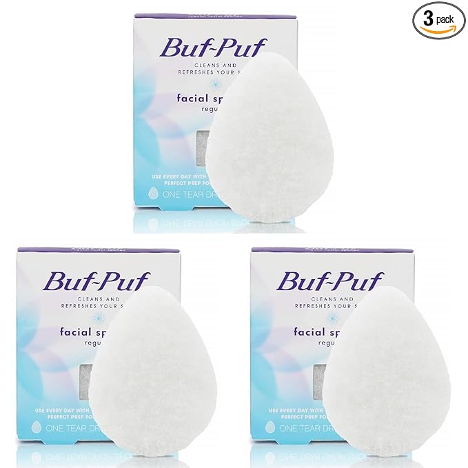 Buf-Puf Facial Sponge, Exfoliating | Dermatologist Developed | Reusable | White by Nexcare