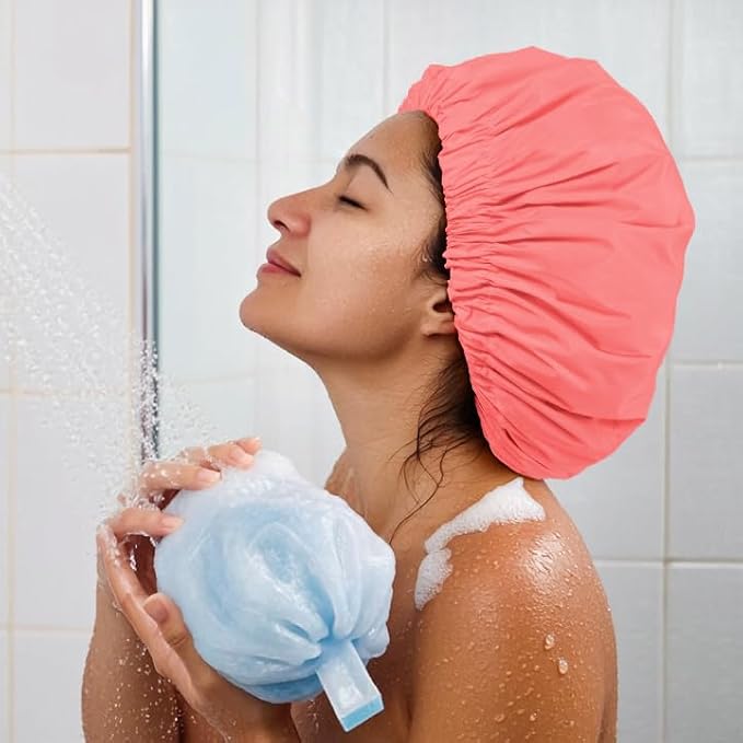Reusable Shower Cap for Women, Large Waterproof Shower Bonnet - Image 4