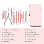 Pink Manicure Set Beauty Tool Portable 12 in 1 - Image 2