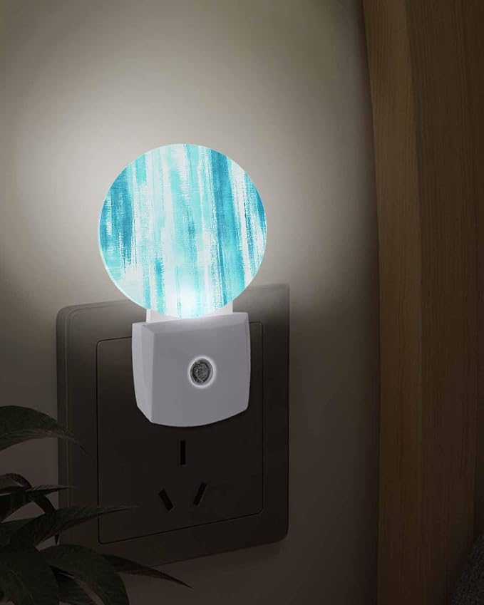 Night Lights Auto Sensor Teal Abstract Graffiti Night Light Art Painting Round - Image 3
