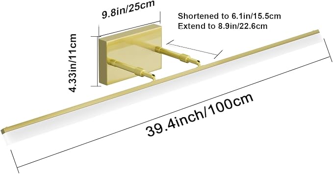 Aipsun Brushed Brass Vanity Light Fixtures 40inch Modern LED Bathroom Fixtures - Image 7