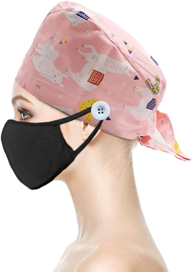 Gourd-Shaped Working Cap with Button, Adjustable Tie Back Hat Sweatband Hair - Image 2