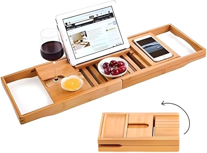 Creative Factory Luxury Bathtub Caddy Tray, Four Storage Rooms on the Board by Colorantic