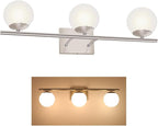 New Bathroom Vanity Light Fixtures 3 Lights Brushed Nickel Glass Shade Modern by Enjoyyourhealthylife
