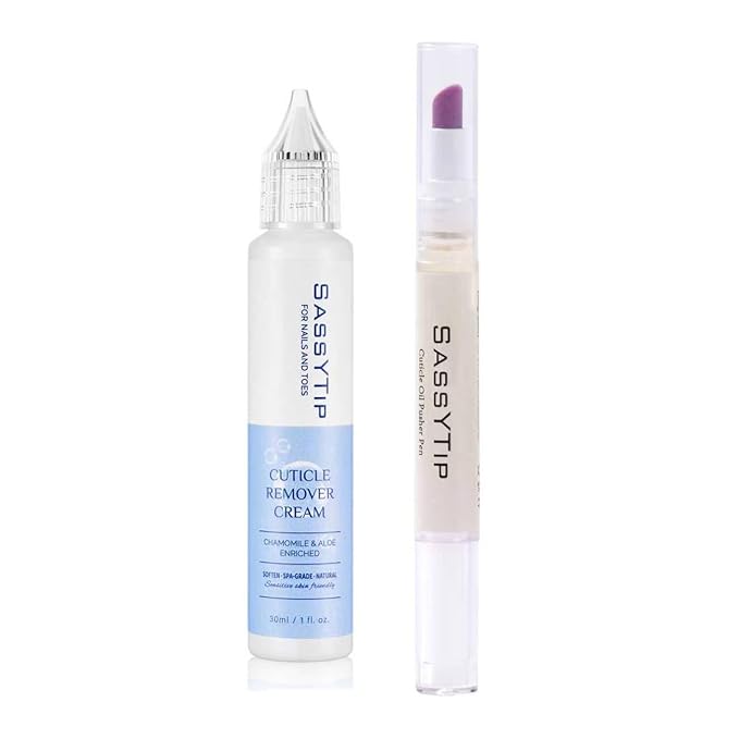 Ceramic Cuticle Pusher & Oil Pen + Cuticle Remover Gel – Gentle Nail Care Kit by SASSYTIP