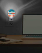 Night Lights Auto Sensor Ombre Turquoise Pink Night Light Abstract Mountain - Image 7