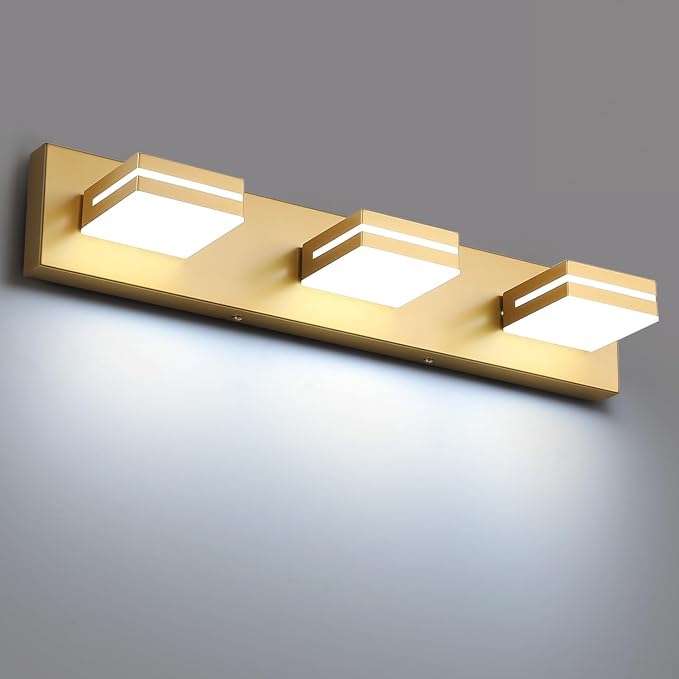 SineRise LED Modern Bathroom Vanity Light Fixtures, Matte Gold Modern Acrylic by SINERISELIGHTING
