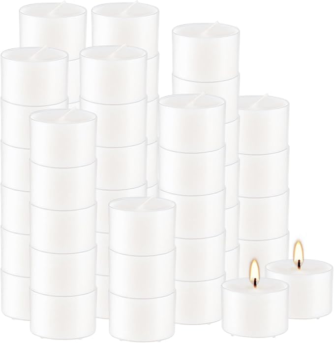 Set of 50 White Scented Tealight Candles Bulk, Vanilla Fragrance Wax - Image 2