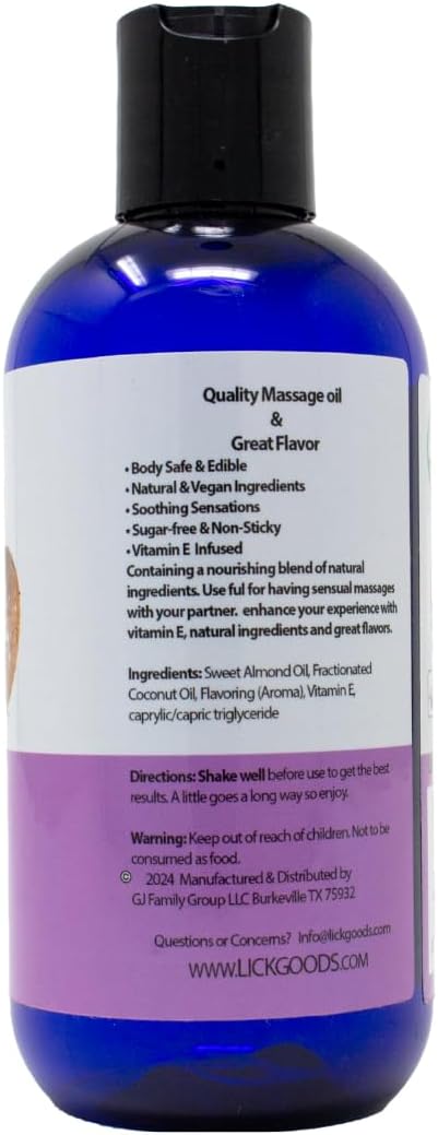 Lick Strawberries and Cream Flavored Massage Oil – 8 oz Edible Body Oil - Image 2