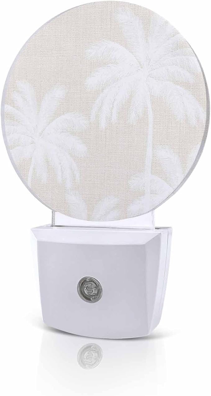 Night Lights Auto Sensor Tropical Palm Trees Night Light Cream Linen Coastal by Home+L6