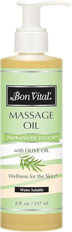 Bon Vital' Therapeutic Touch Massage Oil, 8oz Pump, Unscented Massage Oil by BonVital