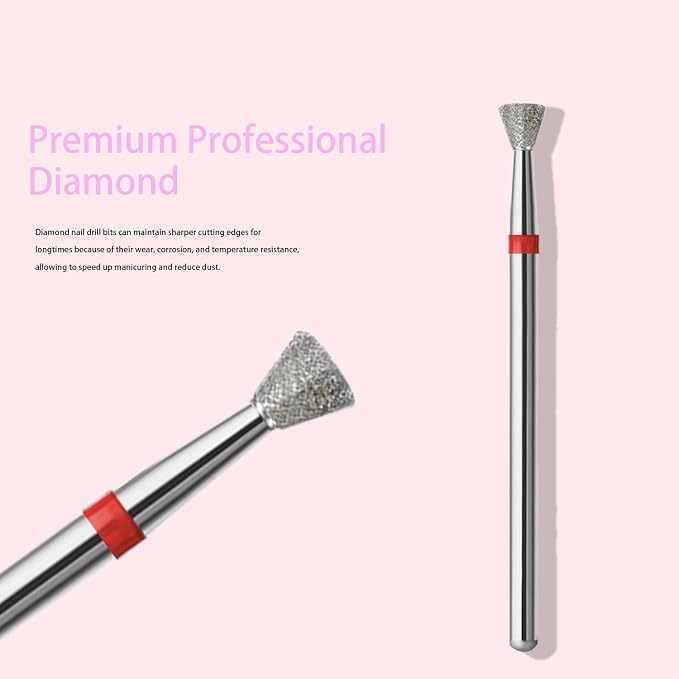 10pcs Inverted Cone Cuticle Drill Bits, Carbide Diamond Nail Bits - Image 2