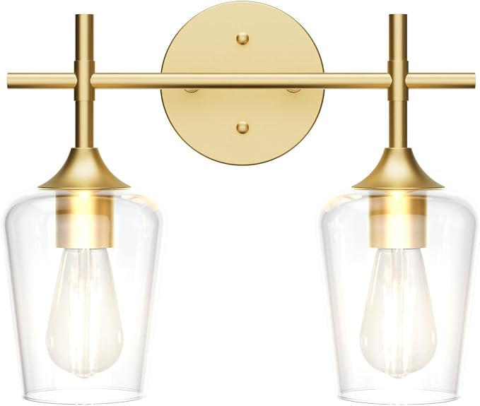 Ralbay Gold Bathroom Light Fixtures 2-Lights by RalbayLighting