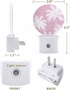 Night Lights Auto Sensor Tropical Palm Trees Night Light Peach Pink Linen - Image 2