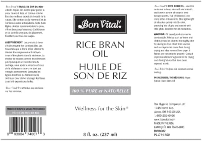Bon Vital' Rice Bran Oil, 100% Pure and Cold Pressed Carrier Oils - Image 2