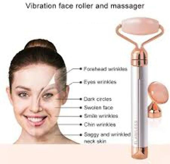 Finishing Touch Flawless Contour Vibrating Facial Roller & Massager, Rose Quartz - Image 4