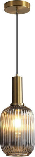 KCO Lighting Mini Smoke Glass Pendant Light Fixture 1-Light Brushed Gold by KCOLighting