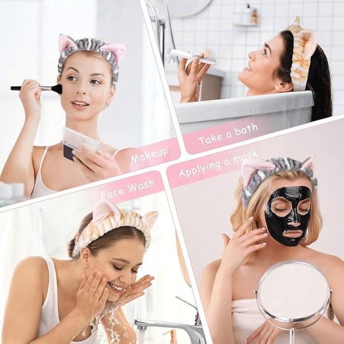 TEBIEKOY Plush Cat Ears Spa Headband - Image 4