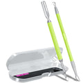 2PCS Metal Neon Green Cuticle Pusher and Cutter Remover Salon Quality Stainless by GA%26EN