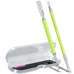 2PCS Metal Neon Green Cuticle Pusher and Cutter Remover Salon Quality Stainless by GA%26EN