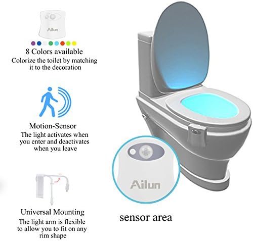 Toilet Night Light 2Pack by Ailun Motion Sensor Activated LED Light 8 Colors - Image 5