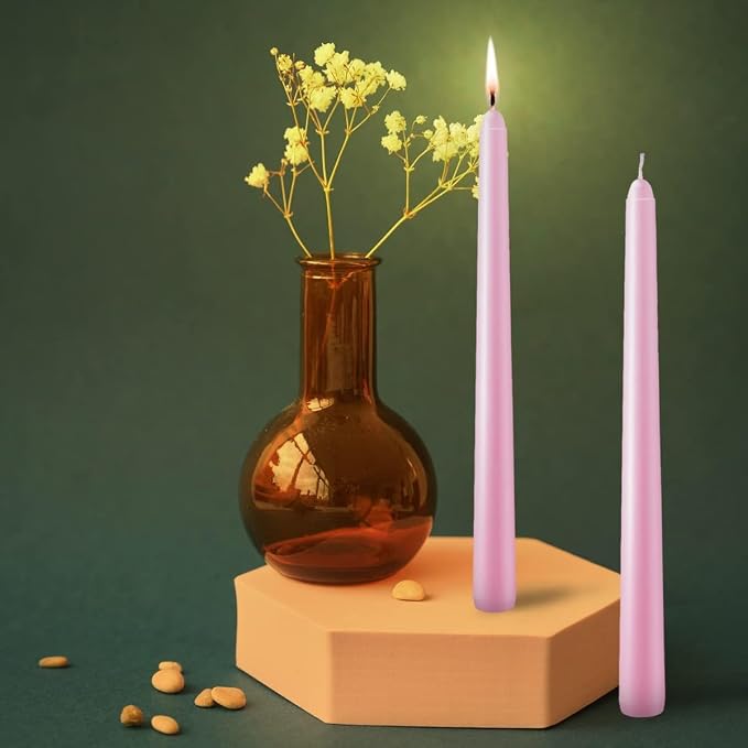 WPONSZU Set of 14 Pink Taper Candles, 7-8 Hours Burn Time, Smokeless and - Image 3