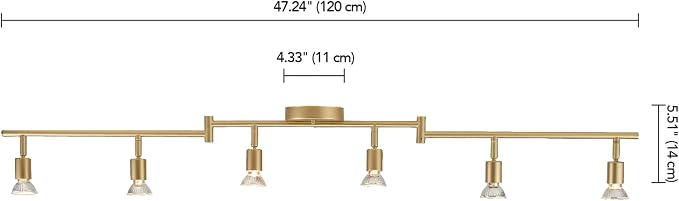 Globe Electric 57505 Payton 6-Light Foldable Track Lighting, Painted Brass - Image 8
