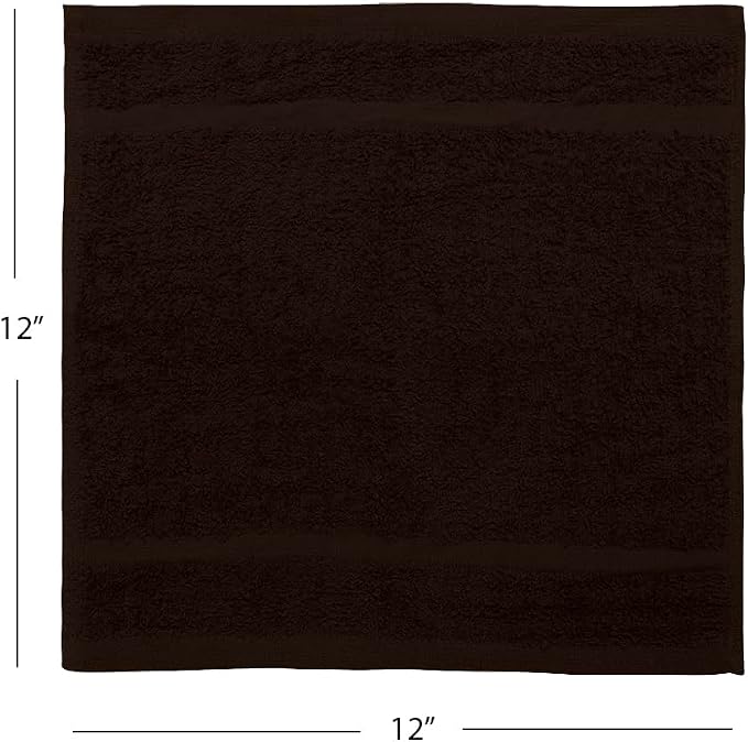 Avalon Towels Cotton Washcloths 24-Pack – 12 x 12 Inch Brown Super Soft & - Image 8