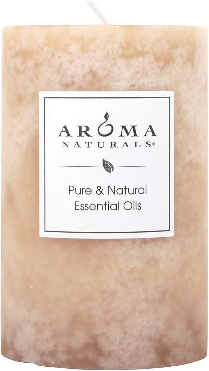 Aroma Naturals Ginger and Clove Essential Oil Beige Scented Pillar Candle by Aroma+Naturals