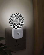 Night Lights Auto Sensor Black White Checker Night Light 3D Abstract Mosaic - Image 3