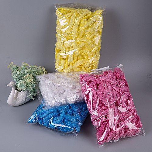 100Pcs Disposable Elastic Plastic Shower Caps Bath Hair Cap - Image 3
