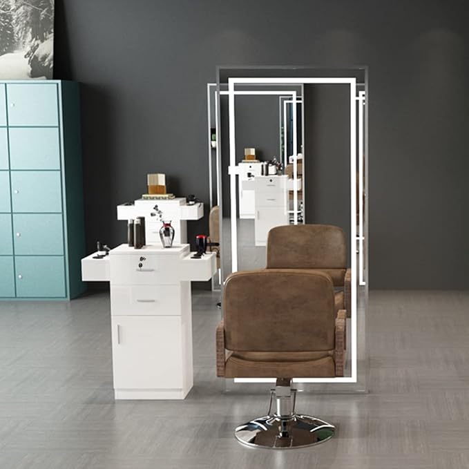 Modern Styling Station for Hair Stylist, Wooden Hair Salon Station Storage - Image 7