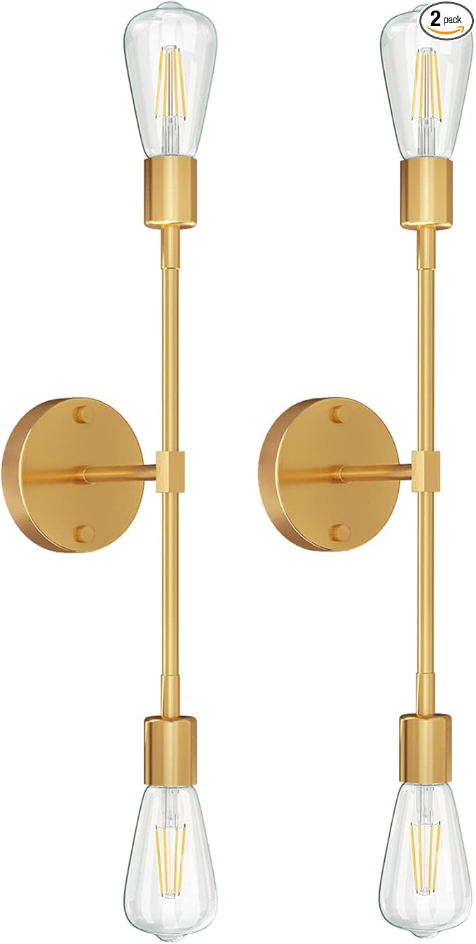 FadimiKoo 2-Light Golden Bathroom Wall Sconces Lighting, Modern Vanity Light by FadimiKoo