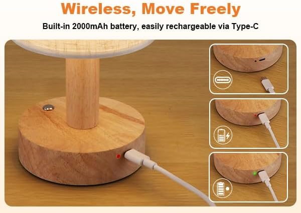 Rechargeable Cordless Table Lamp, Touch Control&Stepless Dimming, Wireless - Image 6