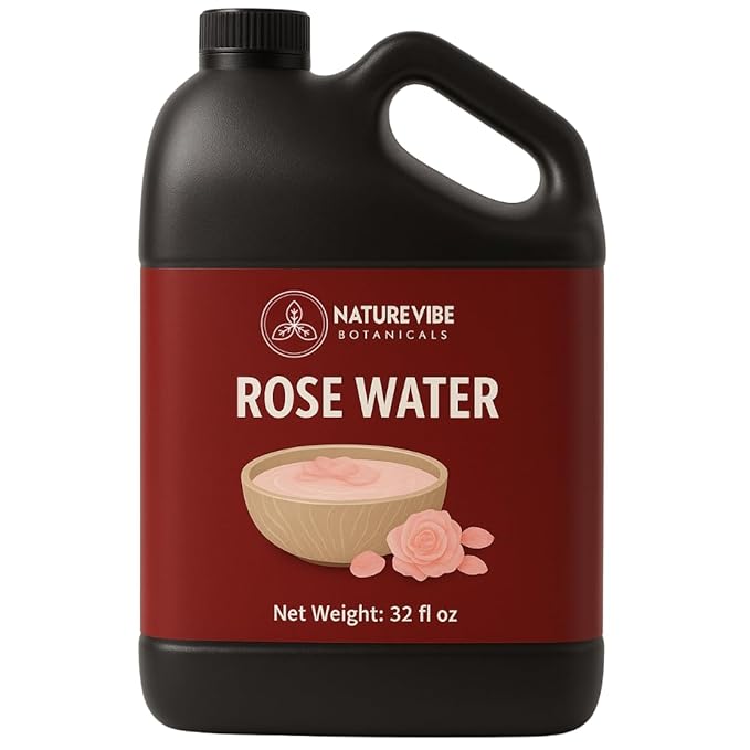 Naturevibe Botanicals Pure Rose Water Toner 32 oz Hydrating Facial Mist & Hair by NaturevibeBotanicals