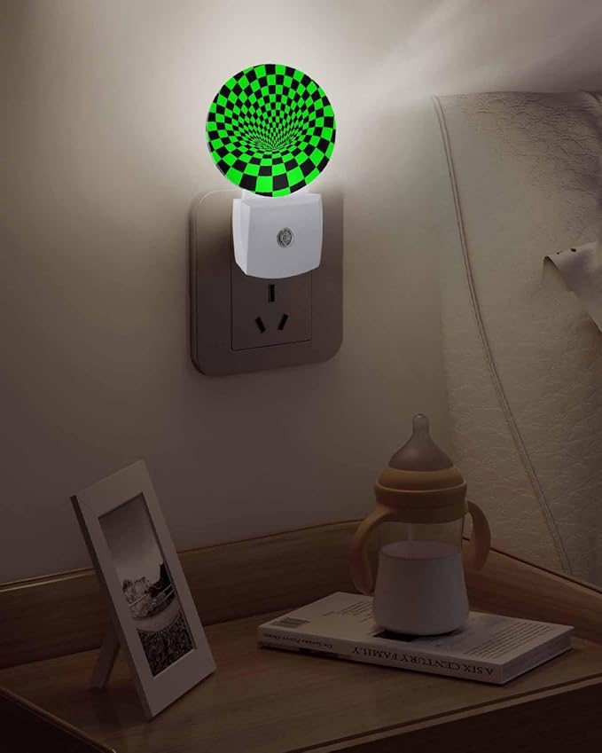 Night Lights Auto Sensor Green Black Checker Night Light 3D Abstract Mosaic - Image 5
