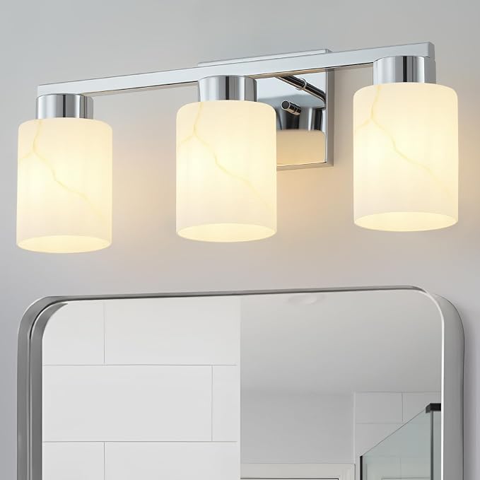 3-Light Bathroom Light Fixtures, Modern Vanity Lights, Chrome Metal Wall Lamp - Image 7