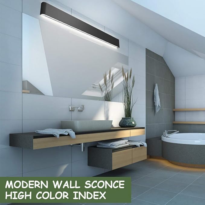 Aipsun 43.3in/40W Modern Black Vanity Light Fixtures LED Black Bathroom Wall - Image 3
