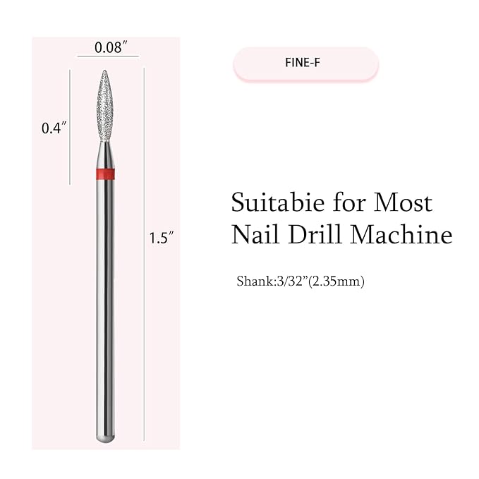 10pcs Diamond Flame Cuticle Drill Bits Set, Professional Cuticle Nail Drill Bits - Image 2