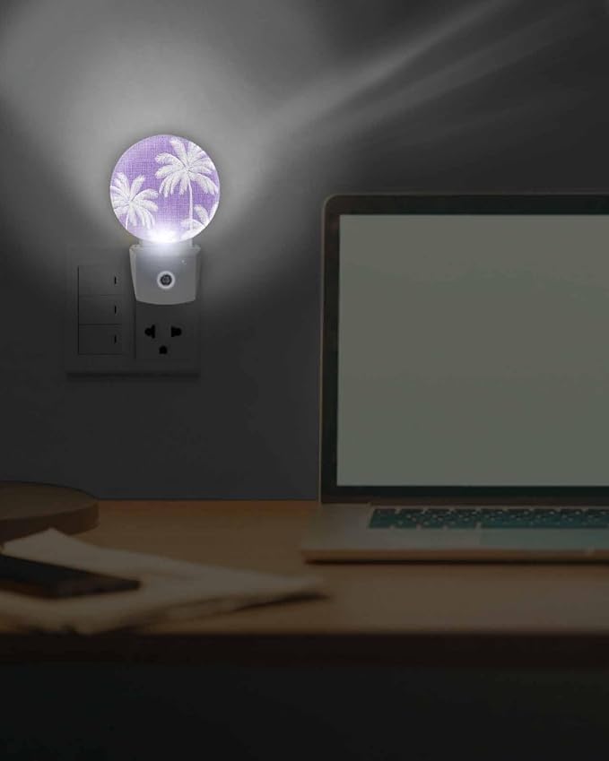 Night Lights Auto Sensor Tropical Palm Trees Night Light Purple Linen Coastal - Image 7