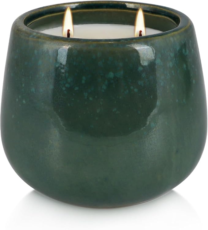 1 Pack Soy Wax Green Ceramic 2-Wick Outdoor Citronella Candles– Long Burning - Image 2