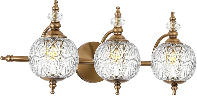 Brushed Antique Brass Bathroom Vanity Light Fixture Vintage Style by Ditoon