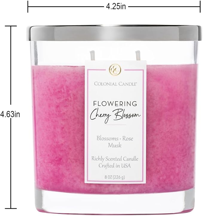 Colonial Candle Flowering Cherry Blossom Scented Candle Jar, Highly Fragranced - Image 4