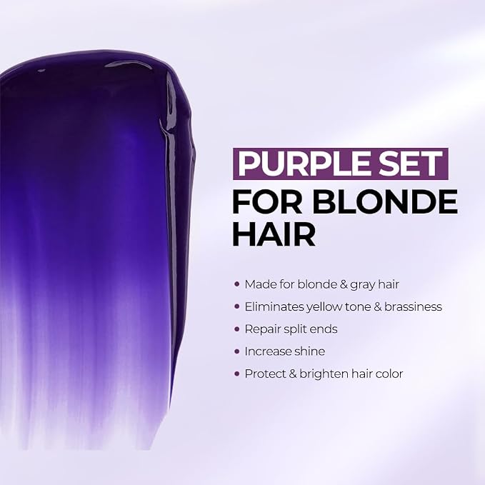 Karseell maca power Purple Hair Mask and Purple Shampoo Set, Neutralizes Brass - Image 6